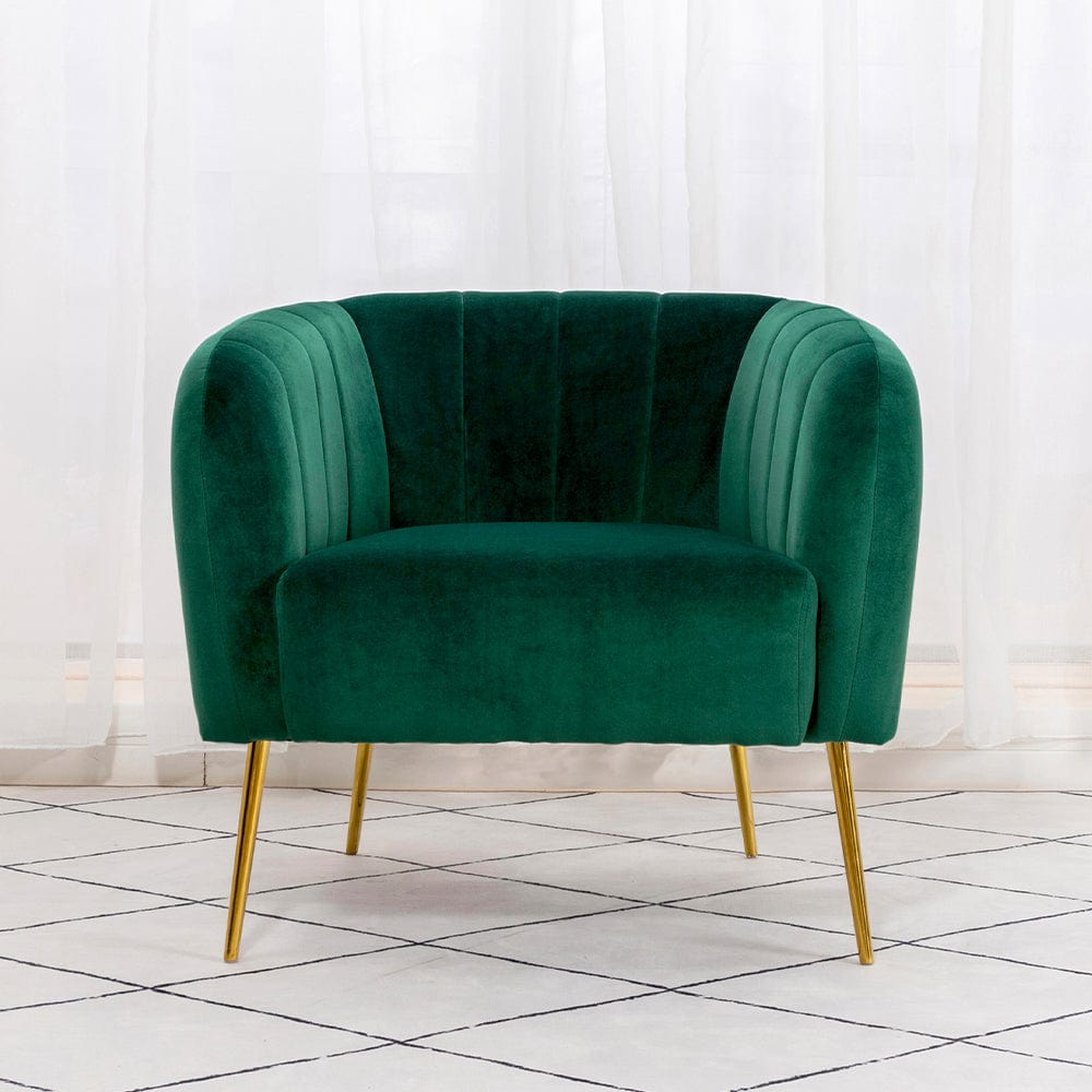 Fauteuil en velours Russell en vert