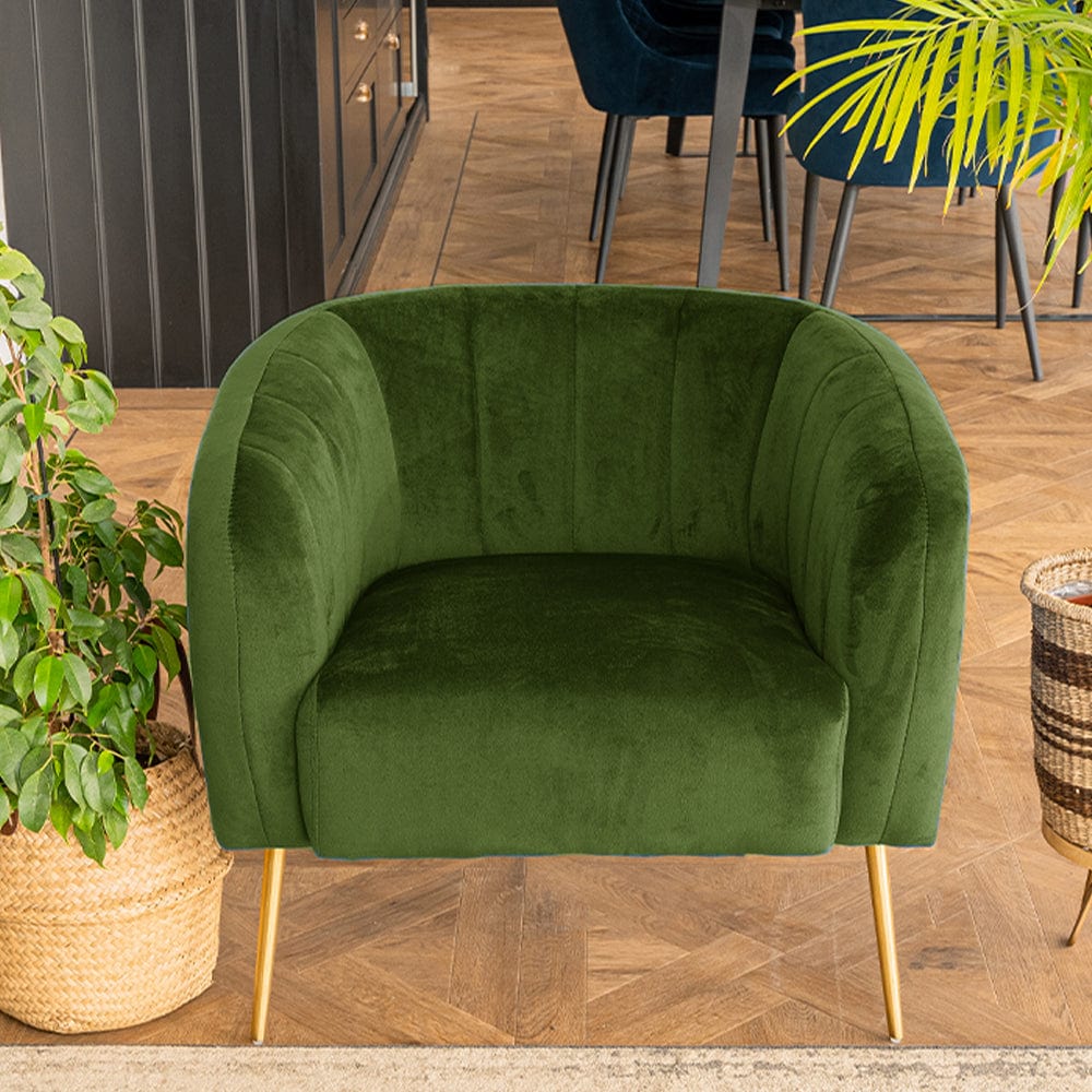 Fauteuil en velours Russell en vert mousse
