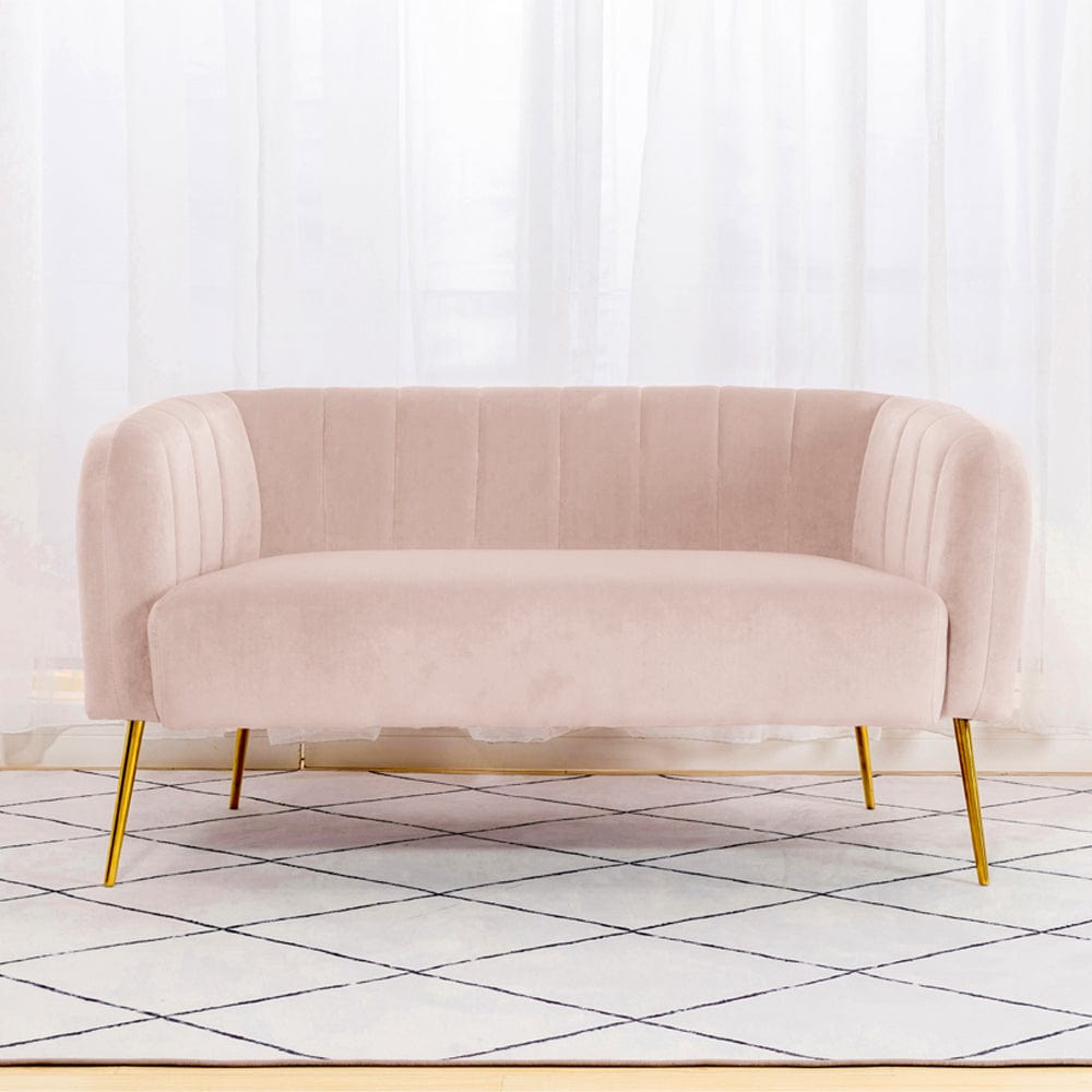 Russell Velvet Two Seater Sofa In Pink (Canapé deux places en velours rose)
