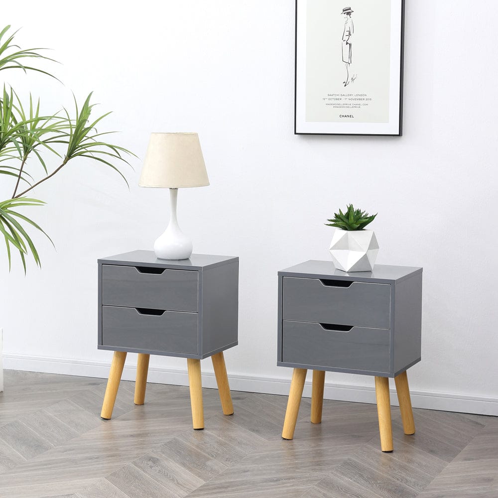 Ensemble de 2 tables de chevet à deux tiroirs Miska en gris