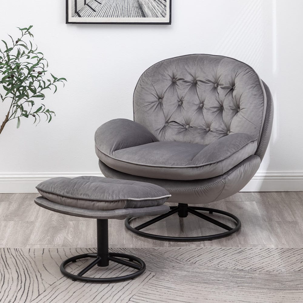 Sol Chaise pivotante avec pouf