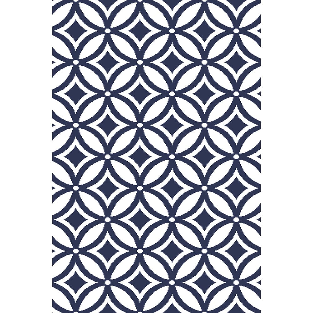 Summerfushion Tapis réversible imperméable pour jardin extérieur en bleu et blanc