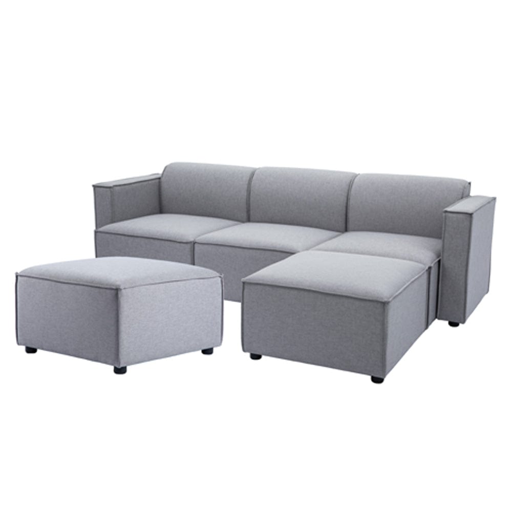 Tessa Canapé modulaire 3 places avec 2 ottomans
