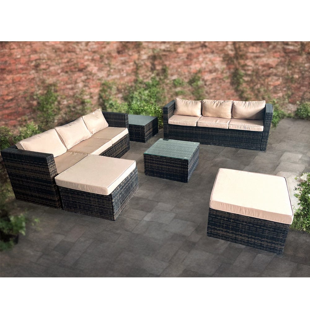 Vancouver 8 Seater Brown Garden Rattan Garden Furniture and Conservatory Sofa Set (Ensemble de meubles de jardin et de canapés de jardin en rotin marron)